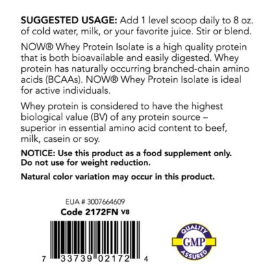 NOW Sports Nutrition, Whey Protein Isolate, 25 g With BCAAs, Unflavored Powder, 1.2-Pound - Image 3