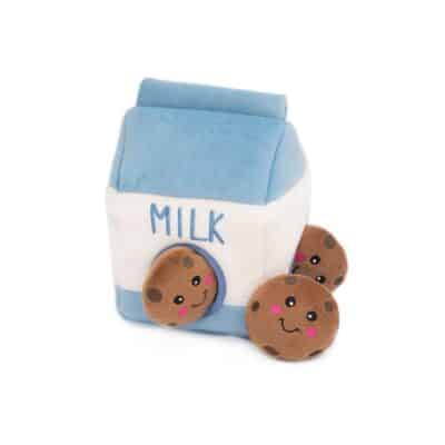 ZippyPaws - Food Buddies Burrow, Interactive Squeaky Hide and Seek Plush Dog Toy - Milk and Cookies - Image 2