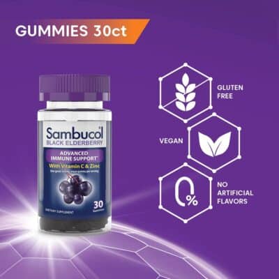 Sambucol Black Elderberry Gummies - Elderberry with Zinc and Vitamin C for Adults, Sambucus Elderberry Gummies, Immune Support Gummies - 30 Count - Image 6