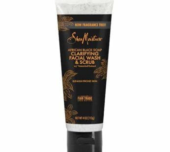 SheaMoisture Facial Wash and Scrub African Black Soap for Blemish Prone Skin to Clarify Skin 4 oz