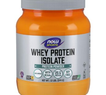 NOW Sports Nutrition, Whey Protein Isolate, 25 g With BCAAs, Unflavored Powder, 1.2-Pound