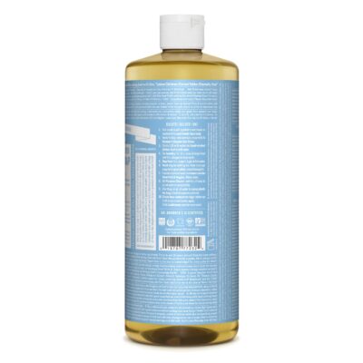 Dr. Bronner's - Pure-Castile Liquid Soap (Baby Unscented, 32 ounce, 2-Pack) - Made with Organic Oils, 18-in-1 Uses: Face, Hair, Laundry and Dishes, For Sensitive Skin and Babies, No Added Fragrance - Image 2