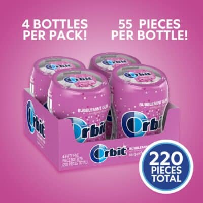 ORBIT Bubblemint Sugar Gree Chewing Gum Bulk Pack, 55 Piece Bottle (Pack of 4) - Image 3