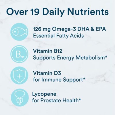 SmartyPants Multivitamin for Men, Gummies: Omega 3 Fish Oil (EPA/DHA), Methylfolate, CoQ10, Vitamin D3, C, Vitamin B12, B6, Vitamin A, K & Zinc for Immune Support, 120 Gummies (20 Day Supply) - Image 5