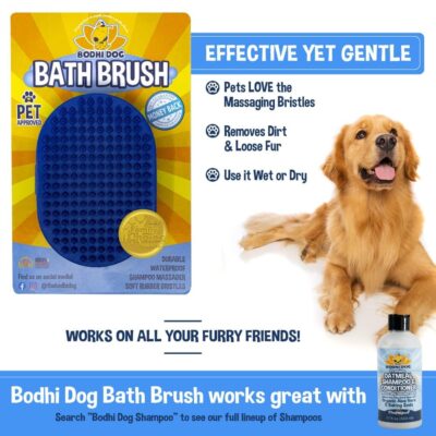 Bodhi Dog Shampoo Brush | Pet Shower & Bath Supplies for Cats & Dogs | Dog Bath Brush for Dog Grooming | Long & Short Hair Dog Scrubber for Bath | Professional Quality Dog Wash Brush (One Pack, Blue) - Image 5