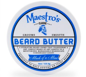 Maestro’s Classic BEARD BUTTER | Anti-Itch, Extra Soothing, Hydrating Beard Creme For All Beard Types & Lengths- Mark of a Man Blend, 4 Ounce