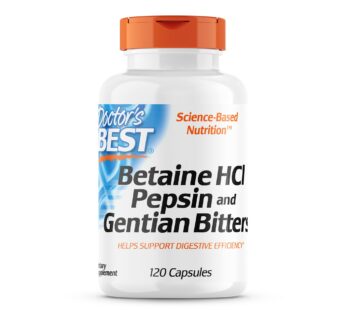 Doctor’s Best Betaine HCI Pepsin & Gentian Bitters, Digestive Enzymes for Protein Breakdown & Absorption, Non-GMO, Gluten Free, 120 Caps, Original Version