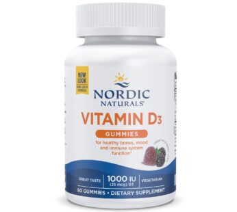 Nordic Naturals Vitamin D3 Gummies, Wild Berry – 60 Gummies – 1000 IU Vitamin D3 – Great Taste – Healthy Bones, Mood & Immune System Function – Non-GMO – 60 Servings