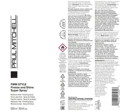 Paul Mitchell Freeze and Shine Super Hairspray, Maximum Hold, Shiny Finish Hairspray, For Coarse Hair, 16.9 fl. oz. - Image 2