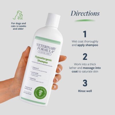 Veterinary Formula Clinical Care Hypoallergenic Shampoo for Dogs and Cats, 16 oz ? No Harsh Ingredients ? Fragrance-Free Pet Shampoo for Allergies and Sensitive Skin, Promotes Healthy Skin and Coat - Image 5