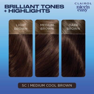 Clairol Nice'n Easy Permanent Hair Dye, 5C Medium Cool Brown Hair Color, Pack of 3 - Image 5