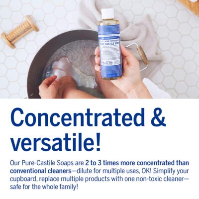 Dr. Bronner's - Pure-Castile Liquid Soap (Peppermint, 8 ounce) - Made with Organic Oils, 18-in-1 Uses: Face, Body, Hair, Laundry, Pets and Dishes, Concentrated, Vegan, Non-GMO - Image 4