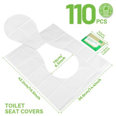 YGDZ Toilet Seat Covers Disposable, 110pcs Flushable Travel Disposable Toilet Seat Covers for Adults Kids Potty Training, Travel Essential Accessories for Airplane, Road Trips, Camping - Image 2