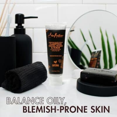 SheaMoisture Facial Wash and Scrub African Black Soap for Blemish Prone Skin to Clarify Skin 4 oz - Image 5