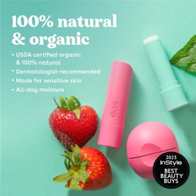 eos 100% Natural & Organic Lip Balm- Sweet Mint, Dermatologist Recommended, All-Day Moisture Lip Care, 0.39 oz, Stick & Sphere - Image 3
