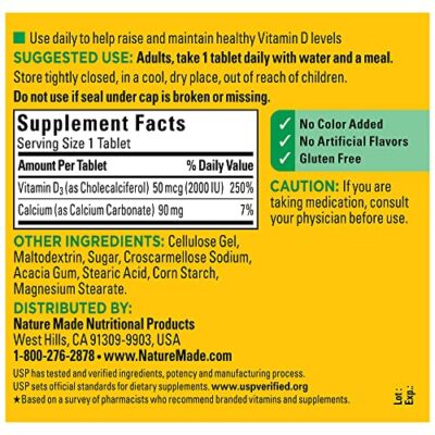 Nature Made Vitamin D3 2000 IU (50 mcg), Dietary Supplement for Bone, Teeth, Muscle and Immune Health Support, 400 Tablets, 400 Day Supply - Image 5