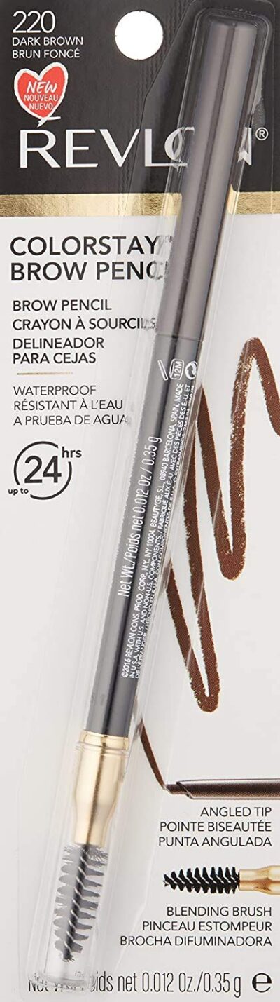 Revlon ColorStay Eyebrow Pencil with Spoolie Brush, Waterproof, Longwearing, Angled Tip Applicator for Perfect Brows, 220 Dark Brown, 0.021 oz - Image 7