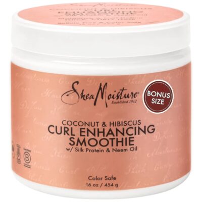 Shea Moisture Curl Enhancing Smoothie, Bonus Size ? Coconut & Hibiscus Curl Cream with Shea Butter & Coconut Oil for Curly Hair Care, Frizz Control, Curl Defining Cream, Leave-In Conditioner, 16 Fl Oz