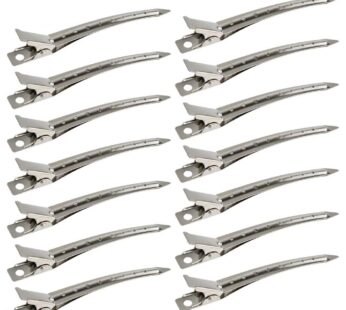24 Packs Duck Bill Clips, Bantoye 3.5 Inches Rustproof Metal Alligator Curl Clips with Holes for Hair Styling, Hair Coloring, Silver
