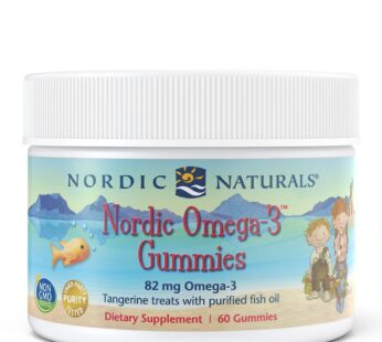 Nordic Naturals Nordic Omega-3 Gummies, Tangerine – 60 Gummies – 82 mg Total Omega-3s with EPA & DHA – Non-GMO – 30 Servings