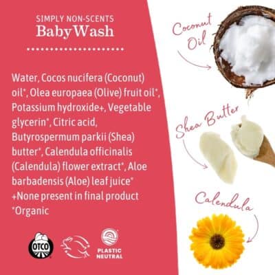 Earth Mama Simply Non-Scents Baby Wash Foaming Hand Soap, Organic All-Purpose Fragrance Free Body Wash for Sensitive Skin, Castile Soap with Coconut Oil, Shea Butter, Calendula, & Aloe, 34floz - Image 6