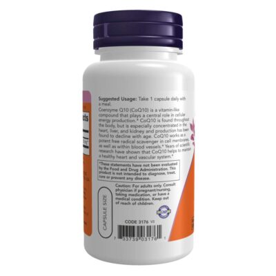 NOW Supplements, CoQ10 (Coenzyme Q10) 200 mg, Cardiovascular Health*, 60 Veg Capsules - Image 2