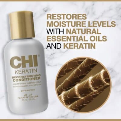 CHI Keratin Reconstructing Conditioner, Delivers Healthier Hair, Adds Shine & Helps Prevent Future Breakage, Sulfate, Paraben, & Cruelty-Free, 2 Oz - Image 4