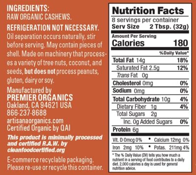 Artisana Organics Raw Cashew Butter - No Sugar Added, Vegan and Paleo Friendly, Non GMO, 9.5oz Jar - Image 5