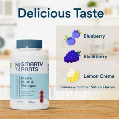 SmartyPants Multivitamin for Men, Gummies: Omega 3 Fish Oil (EPA/DHA), Methylfolate, CoQ10, Vitamin D3, C, Vitamin B12, B6, Vitamin A, K & Zinc for Immune Support, 120 Gummies (20 Day Supply) - Image 6