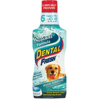 Dental Fresh Water Additive for Dogs, Original Formula, 8oz ? Dog Breath Freshener and Dog Teeth Cleaning for Dog Dental Care? Add to Water
