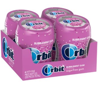 ORBIT Bubblemint Sugar Gree Chewing Gum Bulk Pack, 55 Piece Bottle (Pack of 4)