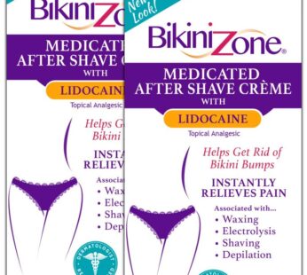 Bikini Zone Medicated After Shave Cr?me – Instantly Stop Shaving Bumps, Irritation & Itchiness – Gentle Formula Cream for Sensitive Areas – Dermatologist Approved & Stain-Free (1 oz, Pack of 2)