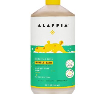 Alaffia Babies and Kids Bubble Bath, Gentle Baby Essentials for Delicate Skin, Cleansing & Calming Bubbles, Plant Based Formula, Vegan, Eucalyptus Mint, 32 Fl Oz