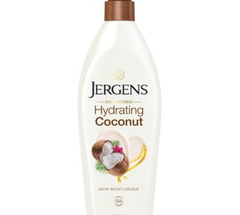 Jergens Hydrating Coconut Body Lotion, Hand and Body Moisturizer Hydrates Dry Skin Instantly, Infused with Coconut Oil, Dermatologist Tested, 16.8 oz