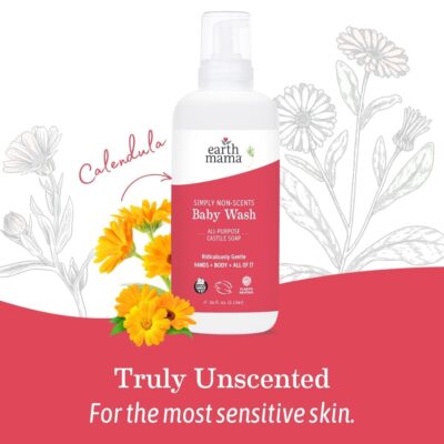 Earth Mama Simply Non-Scents Baby Wash Foaming Hand Soap, Organic All-Purpose Fragrance Free Body Wash for Sensitive Skin, Castile Soap with Coconut Oil, Shea Butter, Calendula, & Aloe, 34floz - Image 9