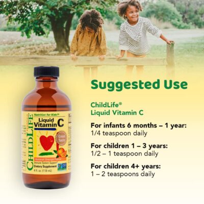 CHILDLIFE ESSENTIALS Liquid Vitamin C for Infants, Toddlers & Kid- Immune Support, All-Natural, Gluten-Free, Allergen Free, Non-GMO, High in Antioxidants - Orange Flavor, 4 Oz Bottle - Image 4