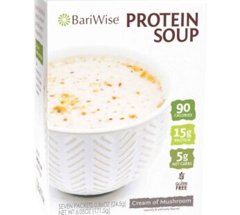 BariWise Protein Soup Mix, Cream of Mushroom – 90 Calories, 5g Net Carbs, 15 Protein (7ct)