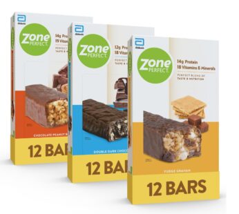 ZonePerfect Protein Bars, 12-14g Protein, 18-19 Vitamins & Minerals, Nutritious Snack Bar, Double Dark Chocolate, Fudge Graham, Chocolate Peanut Butter, 36 Bars
