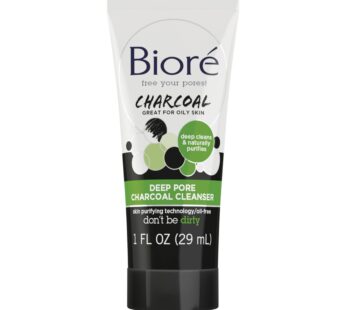 Bior? Deep Pore Charcoal Daily Face Wash, with Deep Pore Cleansing for Dirt and Makeup Removal From Oily Skin, 1 oz, 36-pack