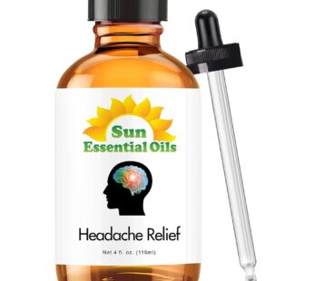Sun Essential Oils – Headache Relief Blend Essential Oil (Huge 4 Ounce Bottle) Bulk – Head Ease Essential Oil