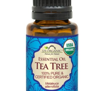 US Organic 100% Pure Tea Tree Essential Oil, Steam Distilled, USDA Certified Organic, for Hair, Skin, Scalp, Foot, Toenails, and More. Sourced from South Africa, Undiluted, Non-GMO (15 ml)