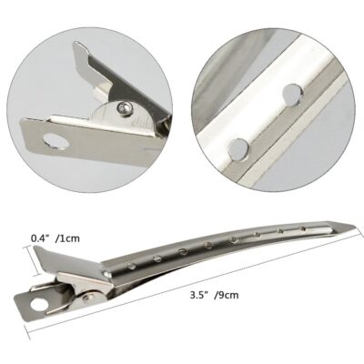 24 Packs Duck Bill Clips, Bantoye 3.5 Inches Rustproof Metal Alligator Curl Clips with Holes for Hair Styling, Hair Coloring, Silver - Image 2