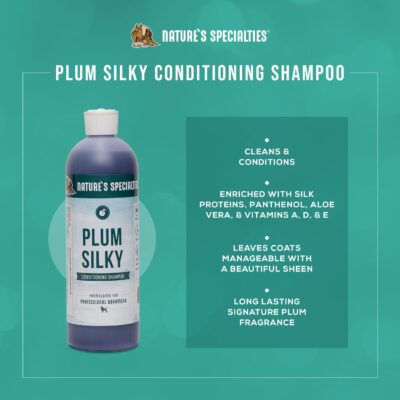 Nature's Specialties Plum Silky Ultra Concentrated Dog Shampoo Conditioner, Makes up to 3 Gallons, Natural Choice for Professional Pet Groomers, Silk Proteins, Made in USA, 16oz - Image 2