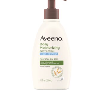 Aveeno Sheer Hydration Daily Moisturizing Fragrance-Free Lotion with Nourishing Prebiotic Oat, Fast-Absorbing Body Moisturizer for Dry Skin with Lightweight, Breathable Feel, 12 fl. oz