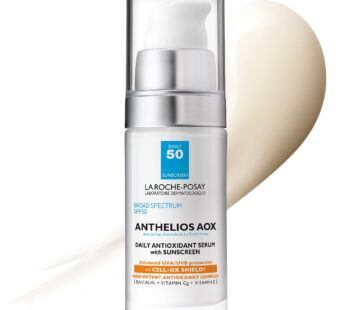 La Roche-Posay Anthelios AOX Daily Antioxidant Serum with SPF, Face Moisturizer with Sunscreen and Vitamin C & E, Oil Free Face Sunscreen for Sensitive Skin, Moisturizing Sun Protection