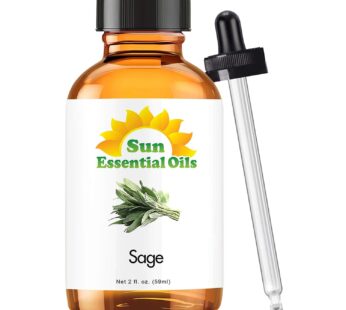 Sun Essential Oils 2oz – Sage Essential Oil – 2 Fluid Ounces – Sage Oil – Sage Aromatherapy Oil