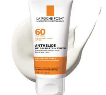 La Roche-Posay Anthelios Melt-In Milk Sunscreen SPF 60 | Sunscreen For Body & Face | Broad Spectrum SPF + Antioxidants | Oil Free Sunscreen Lotion | Lightweight & Fast Absorbing | Oxybenzone Free