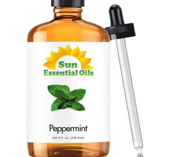 Sun Essential Oils 8oz – Peppermint Essential Oil – 8 Fluid Ounces – Aromatherapy Essential Oils – Peppermint Essential Oil for Diffuser – Mint Essential Oil