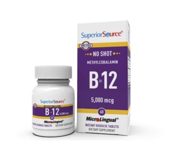 Superior Source No Shot Vitamin B12 Methylcobalamin 5000 mcg, Quick Dissolve MicroLingual Tablets, 60 Count, Active Form of B12, Supports Energy Production, Nervous System Support, Non-GMO