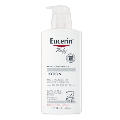 Eucerin Baby Body Lotion, Hypoallergenic and Fragrance Free Baby Lotion, Baby Moisturizer with Pro-Vitamin B5 and Shea Butter, 13.5 Fl Oz Bottle